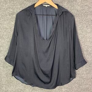 SHIPS Japan Women's Navy Draped Cowl Neck Blouse Top‎ Size Small
